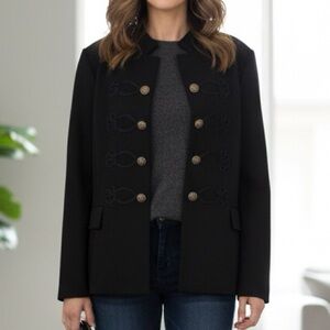Ming Wang Military Women's Black Blazer/Jacket with Gold Buttons Large